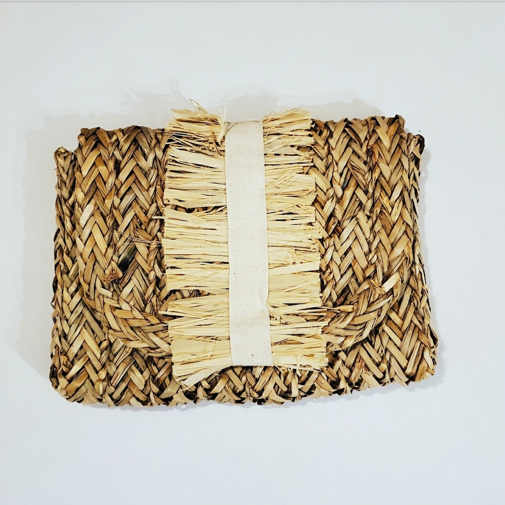 NWOT! Mud Pie Tan Straw Clutch